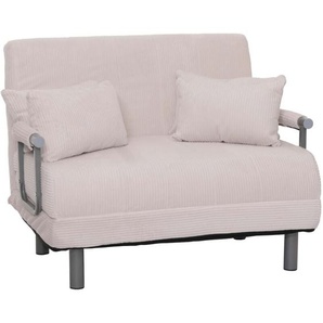 Schlafsessel HHG 702, Klappsessel Schlafsofa Gästebett, Liegefläche 190x100cm, Stoff Cord (330g/m²) creme-weiß