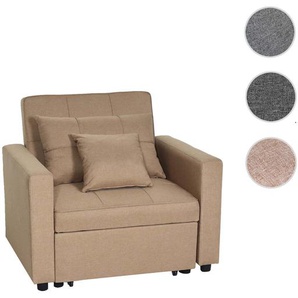 Schlafsessel HWC-L90, Klappsessel Schlafsofa Gästebett Relaxsessel, Liegefläche 197x103cm Stoff/Textil ~ creme-beige