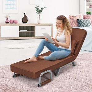Schlafsessel klappbar, Schlafsofa Sessel, Gaestebett Klappsessel Sofabett Bettsessel Klappeinzelbett, verstellbare Rueckenlehne braun - Costway