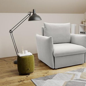 Boxspring-Schlafsessel Moric Silber Strukturstoff Noena 120 x 100 x 97cm