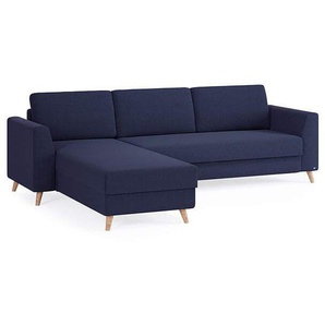 Schlafsofa 160cm in Blau mit Holzfüßen | BRUNO - Hochwertige Materialien- beste Verarbeitung und ein zeitloses- klares Design