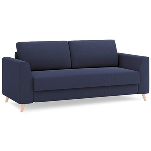 Schlafsofa 160cm in Blau mit Holzfüßen | BRUNO - Hochwertige Materialien- beste Verarbeitung und ein zeitloses- klares Design