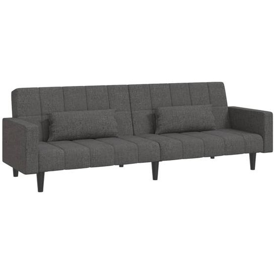 Schlafsofa 2-Sitzer mit 2 Kissen Dunkelgrau Stoff