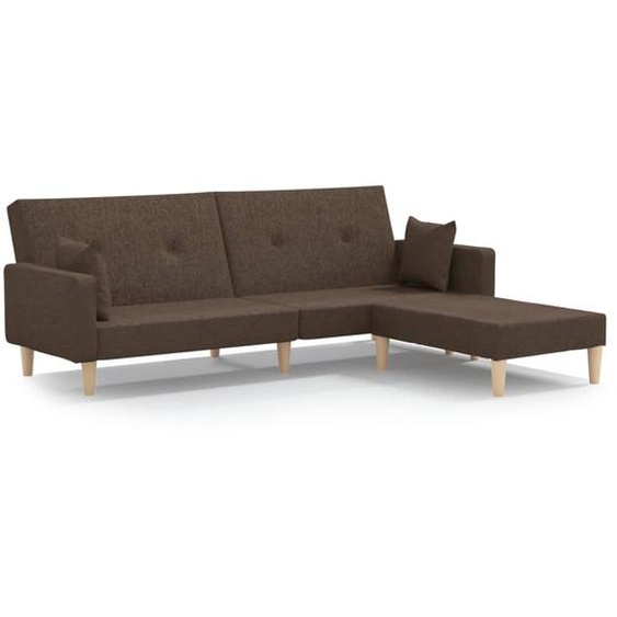 Schlafsofa 2-Sitzer mit Fußhocker Taupe Stoff