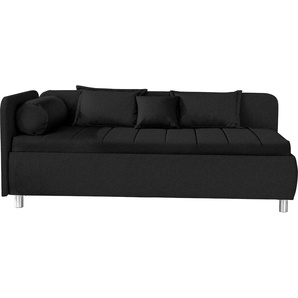 Schlafsofa ADA TRENDLINE Kiana Sofas Gr. B/H/T: 207 cm x 80 cm x 102,5 cm, Struktur, Armlehne links, schwarz (schwarzblau tmd 10) Einzelsofas mit Bettkasten und Zierkissen, Liegefläche 90200 cm oder 100200
