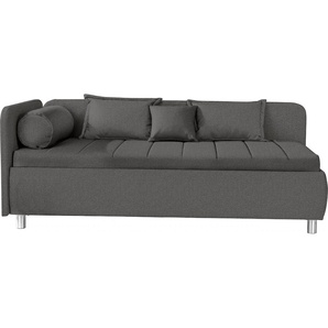 Schlafsofa ADA TRENDLINE Kiana Sofas Gr. B/H/T: 207 cm x 80 cm x 112,5 cm, Struktur, Armlehne links, grau (blaugrau tmd 39) Einzelsofas mit Bettkasten und Zierkissen, Liegefläche 90200 cm oder 100200