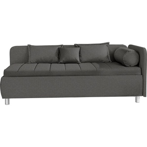 Schlafsofa ADA TRENDLINE Kiana Sofas Gr. B/H/T: 207 cm x 80 cm x 112,5 cm, Struktur, Armlehne rechts, grau (blaugrau tmd 39) Einzelsofas mit Bettkasten und Zierkissen, Liegefläche 90200 cm oder 100200