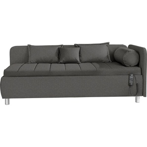 Schlafsofa ADA TRENDLINE Kiana Sofas Gr. B/H/T: 207 cm x 80 cm x 102,5 cm, Struktur, Armlehne rechts, grau (blaugrau tmd 39) Einzelsofas Liegefläche 90200 cm oder 100200 cm, Bettkasten, Zierkissen-Set