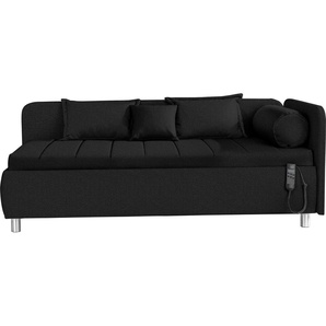 Schlafsofa ADA TRENDLINE Kiana Sofas Gr. B/H/T: 207 cm x 80 cm x 112,5 cm, Struktur, Armlehne rechts, schwarz (schwarzblau tmd 10) Einzelsofas Liegefläche 90200 cm oder 100200 cm, Bettkasten, Zierkissen-Set