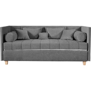 Schlafsofa ADA TRENDLINE Kona Sofas Gr. B/H/T: 201 cm x 90,5 cm x 91 cm, Struktur fein TCM, grau (dunkelgrau tcm 89) Einzelsofas 7-Zonen Taschenfederkernmatratze, Zierkissen-Set und Schlummerrollen