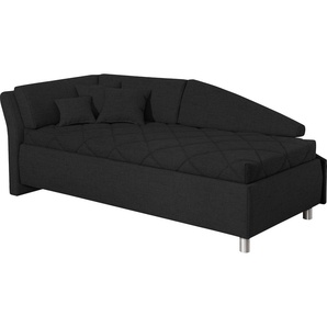 Schlafsofa ADA TRENDLINE Lindsay Sofas Gr. B/H/T: 223 cm x 80 cm x 112 cm, Struktur, Armlehne links, schwarz (schwarzblau tmd 10) Einzelsofas Bettkasten, Zierkissen-Set aus: 2 Stk. 40x40cm, 1 30x30cm