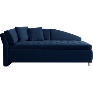 Schlafsofa ADA TRENDLINE Sofas Gr. B/H/T: 223 cm x 80 cm x 102 cm, Samtstoff TSV, Armlehne links, Armlehne links, blau (dunkelblau tsv 6) Einzelsofas