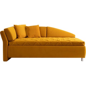 Schlafsofa ADA TRENDLINE Sofas Gr. B/H/T: 223 cm x 80 cm x 102 cm, Samtstoff TSV, Armlehne links, Armlehne links, gelb (ocker tsv 5) Einzelsofas