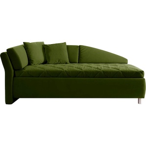 Schlafsofa ADA TRENDLINE Sofas Gr. B/H/T: 223 cm x 80 cm x 102 cm, Samtstoff TSV, Armlehne links, Armlehne links, grün (olivgrün tsv 23) Einzelsofas