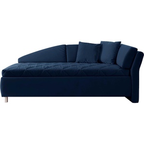 Schlafsofa ADA TRENDLINE Sofas Gr. B/H/T: 223 cm x 80 cm x 102 cm, Samtstoff TSV, Armlehne rechts, Armlehne rechts, blau (dunkelblau tsv 6) Einzelsofas