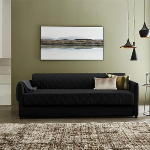 Schlafsofa ATLANTIC HOME COLLECTION Ken Sofas Gr. Feinstruktur, schwarz Einzelsofas mit Bettfunktion, inklusive Topper abnehmbarem Bezug