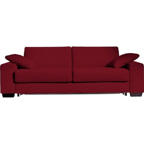 Schlafsofa BALI Norwalk Sofas Gr. 160 cm x 200 cm, Struktur fein, Basic: Gitterrostunterfederung-Kaltschaummatratze, rot (dunkelrot) Einzelsofas
