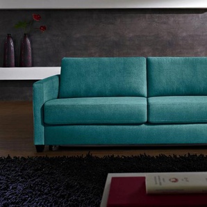 Schlafsofa BALI Norwalk Sofas Gr. B/H/T: 182 cm x 83 cm x 100 cm, Struktur fein, Premium: Ergofle x Lattenrost mit Gelformmatratze, blau (türkis) Einzelsofas