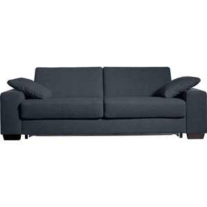 Schlafsofa BALI Norwalk Sofas Gr. B/H/T: 212 cm x 83 cm x 100 cm, Material, Ausführung, blau (blau, anthrazit) Einzelsofas Dauerschlaffunktion, mit Unterfederung Lattenrost und Matratze