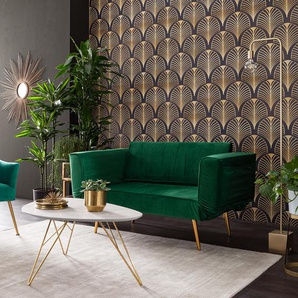 Schlafsofa Behram III Grün/Dunkelgrün Samt 152 x 74 x 74cm Glamour
