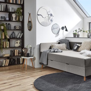 Polsterbett Cabana 135cm Flachgewebe Fayna Grau Eiche