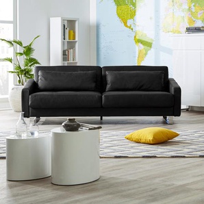 Schlafsofa Club Schwarz/Schwarz Kunstleder 216 x 76 x 99cm mit Schlaffunktion Modern