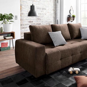 Schlafsofa COLLECTION AB Bella, braun (dunkelbraun), B:241cm H:90cm T:94cm, Zierkissen: 100% Polyester, Microfaser PRIMABELLE (100% Polyester), Struktur fein (100% Polyester), Sofas, mit Bettfunktion und Bettkasten, inkl. loser Rücken- und Zierkissen,