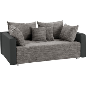 Schlafsofa COLLECTION AB Dany Sofas Gr. B/H/T: 179 cm x 84 cm x 107 cm, Kunstleder SOFTLUX-Struktur, Bettfunktion rechts, schwarz (schwarz, grau) Einzelsofas inklusive Bettfunktion und Bettkasten, frei im Raum stellbar