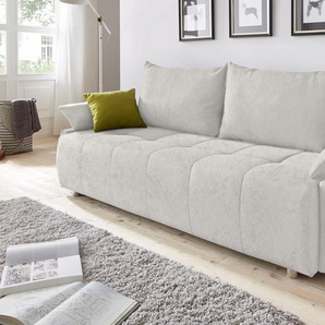 Schlafsofa COLLECTION AB Funtastic, silber, B:212cm H:84cm T:96cm, Zierkissen: 100% Polyester, Struktur (100% Polyester), Kunstleder SOFTLUX, Microfaser PRIMABELLE (100% Polyester), Sofas, mit Federkern, Bettfunktion, inklusive 2 Rücken- und 1 Zierkissen,