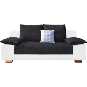 Schlafsofa COLLECTION AB Max Sofas Gr. B/H/T: 200 cm x 85 cm x 98 cm, Kunstleder SOFTLUX-Struktur, mit Bettfunktion-mit Federkern, schwarz-weiß (weiß, schwarz) Einzelsofas inklusive Bettkasten und Federkern