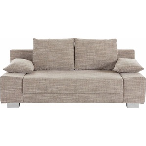 Schlafsofa COLLECTION AB Max Sofas Gr. B/H/T: 200 cm x 85 cm x 98 cm, Struktur, mit Bettfunktion-mit Federkern, braun (cappuccino) Einzelsofas inklusive Bettkasten und Federkern