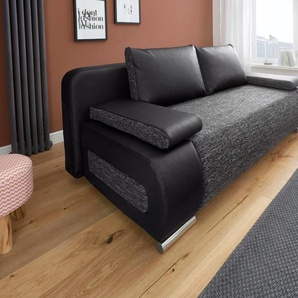 Schlafsofa COLLECTION AB Moritz, schwarz-weiß (schwarz, schwarz, weiß), B:200cm H:85cm T:98cm, Kunstleder SOFTLUX / Struktur ( 20% Acryl; 80% Polyester), Microfaser PRIMABELLE (100% Polyester), Microfaser PRIMABELLE (100% Polyester) / Struktur ( 20%
