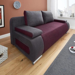 Schlafsofa COLLECTION AB Moritz, lila (anthrazit, lila), B:200cm H:85cm T:98cm, Kunstleder SOFTLUX / Struktur ( 20% Acryl; 80% Polyester), Microfaser PRIMABELLE (100% Polyester), Microfaser PRIMABELLE (100% Polyester) / Struktur ( 20% Polyacryl; 80%