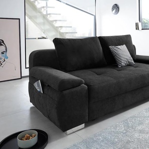 Schlafsofa COLLECTION AB Pumo Sofas Gr. B/H/T: 215 cm x 88 cm x 109 cm, Microfaser PRIMABELLE, mit Bettfunktion-mit Bettkasten-mit Boxspringaufbau, schwarz Einzelsofas mit Boxspring-Aufbau, Bettfunktion und Bettkasten, inklusive Federkern