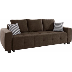 Schlafsofa COLLECTION AB Sofas Gr. B/H/T: 241 cm x 90 cm x 94 cm, Microfaser PRIMABELLE, mit Bettfunktion-mit Bettkasten, braun (dunkelbraun) Einzelsofas Sofas mit Bettfunktion und Bettkasten, inkl. loser Rücken- Zierkissen Bestseller