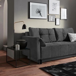 Schlafsofa COLLECTION AB Solar, grau, B:225cm H:80cm T:86cm, Luxus-Microfaser (100% Polyester), Zierkissen (100% Polyester), Sofas, Bettfunktion, Bettkasten, Federkern und loser Rücken- und Zierkissen, Topseller