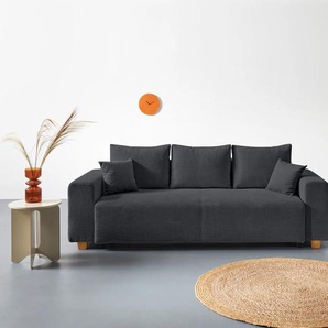 Schlafsofa COLLECTION AB Yves, grau (anthrazit), B:243cm T:94cm, 100% Polyester, Sofas, Bettfunktion,Bettkasten,Bonnelfederkern, Rückenkissen,Zierkissen, Topseller