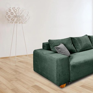 Schlafsofa COLLECTION AB Yves, grün (flaschengrün), B:243cm T:94cm, 100% Polyester, Sofas, Bettfunktion,Bettkasten,Bonnelfederkern, Rückenkissen,Zierkissen, Topseller