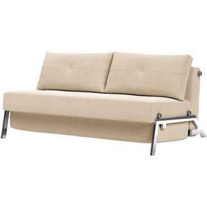 Schlafsofa Beige Stoff Linen 168cm mit Schlaffunktion Chrom glänzend Skandi