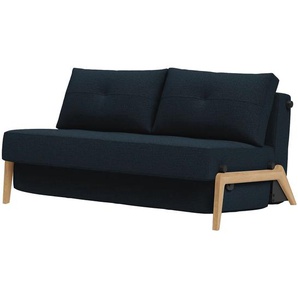 Schlafsofa Blau Stoff Mixed Dance 148cm mit Schlaffunktion Eiche Hell Skandi