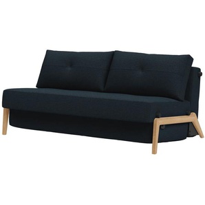 Schlafsofa Blau Stoff Mixed Dance 168cm mit Schlaffunktion Eiche Hell Skandi