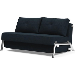 Schlafsofa Blau Stoff Mixed Dance 148cm mit Schlaffunktion Chrom glänzend Skandi