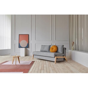 Schlafsofa Grau Stoff Twist 168cm mit Schlaffunktion Eiche Hell Skandi
