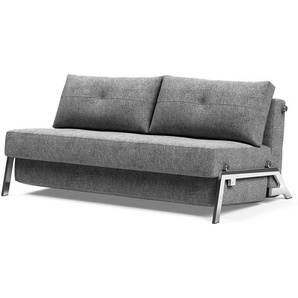 Schlafsofa Grau Stoff Twist 168cm mit Schlaffunktion Chrom glänzend Skandi