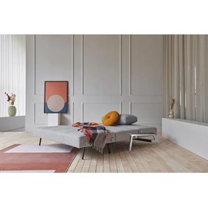 Schlafsofa Grau Stoff Twist 148cm mit Schlaffunktion Chrom glänzend Skandi