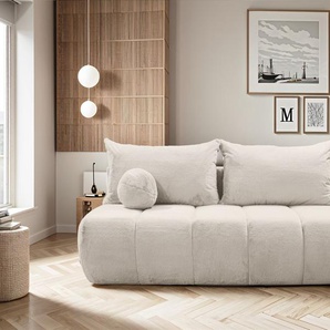 Schlafsofa Designersofa Sofa 3-Sitzer ANZIA in Stoff Bunny Creme