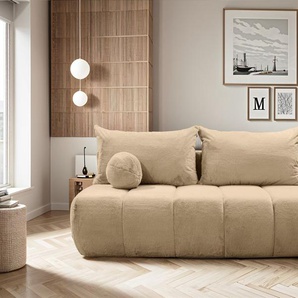 Schlafsofa Designersofa Sofa 3-Sitzer ANZIA in Stoff Bunny Taupe
