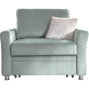 Schlafsofa DIE PLANBAR MP-PD19021 Sofas Gr. B/H/T: 106 cm x 90 cm x 100 cm, Velours, blau (ice) Einzelsofas mit Längsschläferfunktion 80x210 cm