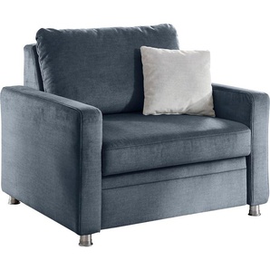Schlafsofa DIE PLANBAR MP-PD19021 Sofas Gr. B/H/T: 106 cm x 90 cm x 100 cm, Velours, blau (marine) Einzelsofas mit Längsschläferfunktion 80x210 cm