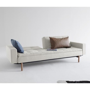 Schlafsofa II Webstoff Grau/Weiß Stoff Mixed Dance 243 x 79 x 92cm Retro